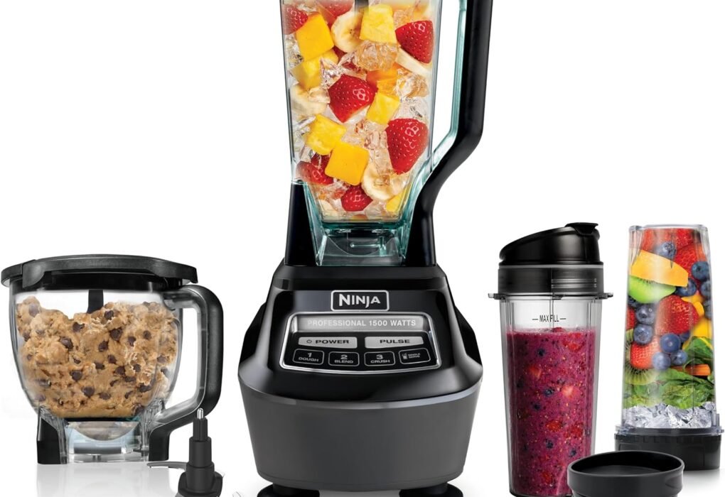 Ninja BL770 Mega Kitchen System with pitcher, processor bowl, and cups